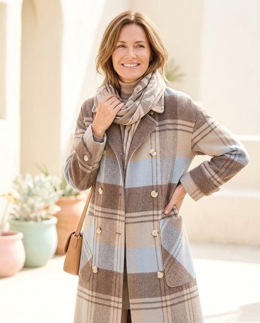 ExpressOutlet24 - Zedan | Plaid Double-Breasted Coat Women