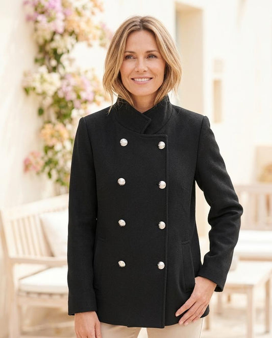 ExpressOutlet24 - Velan | Double-Breasted High-Collar Coat Women