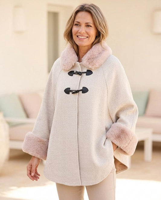 ExpressOutlet24 - Nesin | Toggle-Closure Faux-Fur-Trim Coat Women
