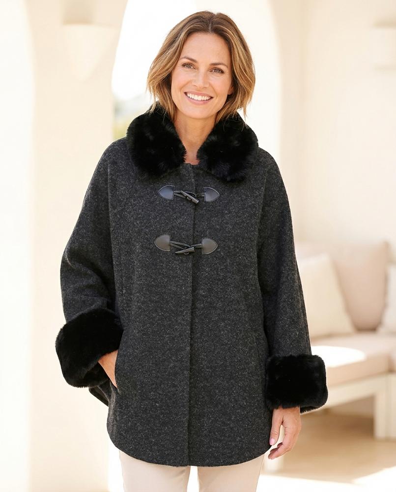 ExpressOutlet24 - Nesin | Toggle-Closure Faux-Fur-Trim Coat Women
