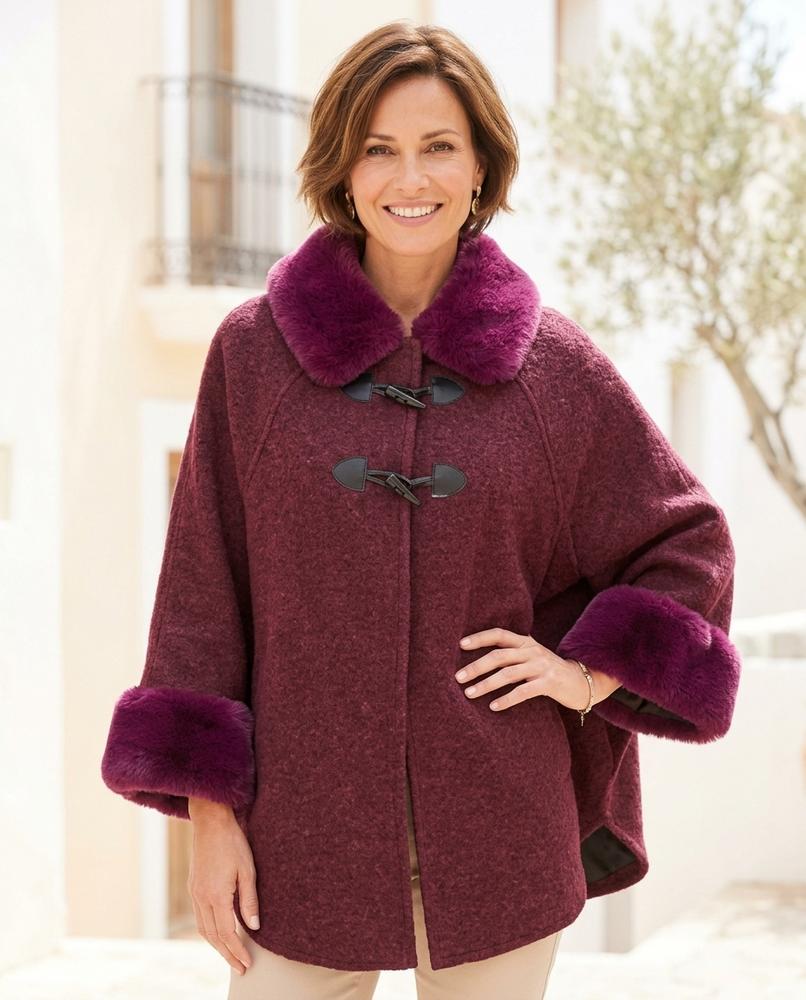 ExpressOutlet24 - Nesin | Toggle-Closure Faux-Fur-Trim Coat Women