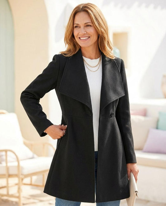 ExpressOutlet24 - Zelan | Tailored Lapel Collar Coat Women