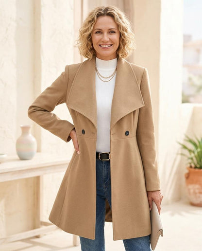 ExpressOutlet24 - Zelan | Tailored Lapel Collar Coat Women