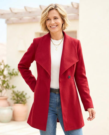 ExpressOutlet24 - Zelan | Tailored Lapel Collar Coat Women