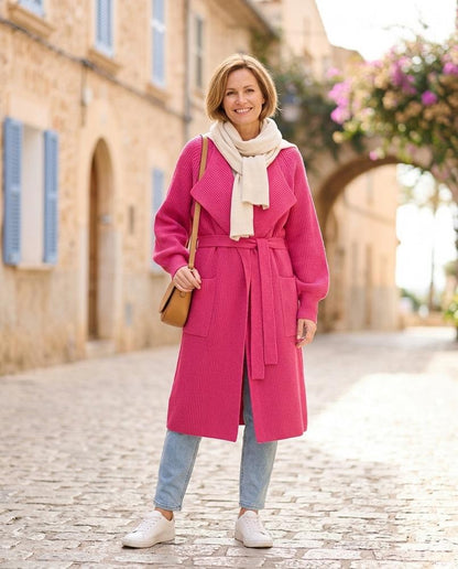 ExpressOutlet24 - Valan | Ribbed Belted Knit Cardigan Women