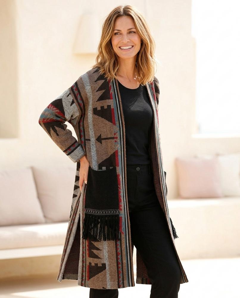 ExpressOutlet24 - Alsel | Patterned Open-Front Knit Cardigan Women