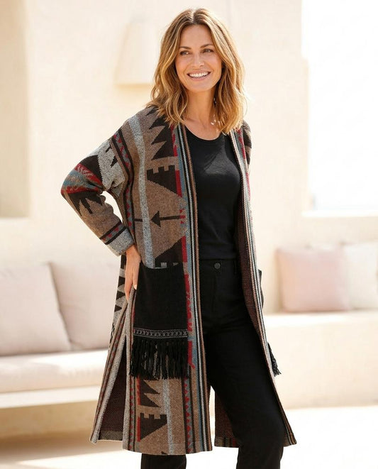ExpressOutlet24 - Alsel | Patterned Open-Front Knit Cardigan Women