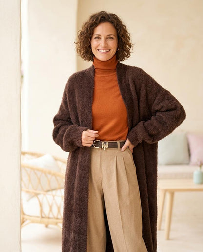 ExpressOutlet24 - Kalen | Longline Fluffy Knit Cardigan Women