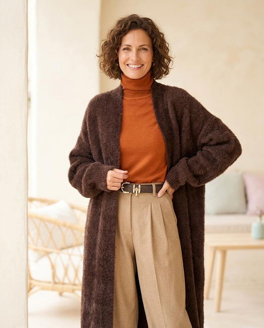 ExpressOutlet24 - Kalen | Longline Fluffy Knit Cardigan Women