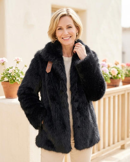 ExpressOutlet24 - Rovar | Faux Fur Lapel Collar Coat Women