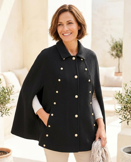 ExpressOutlet24 - Vivan | Double-Breasted Cape-Style Coat Women