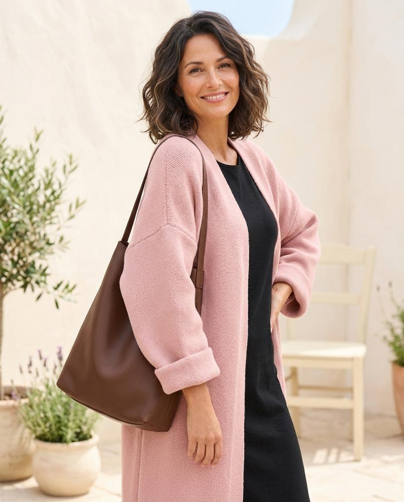 ExpressOutlet24 - Zemel | Longline Rib-Knit Knit Cardigan Women