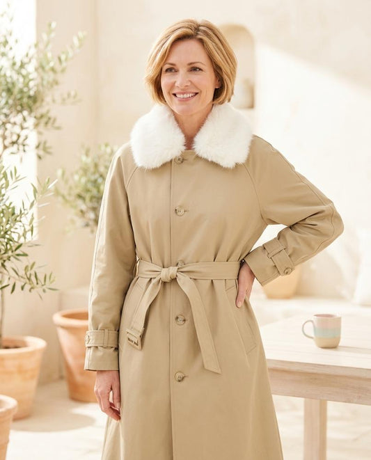 ExpressOutlet24 - Lomir | Belted Faux Fur Collar Coat Women