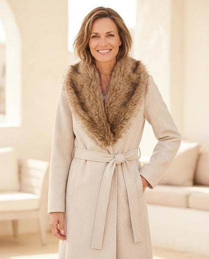 ExpressOutlet24 - Letal | Belted Fur-Trimmed Coat Women