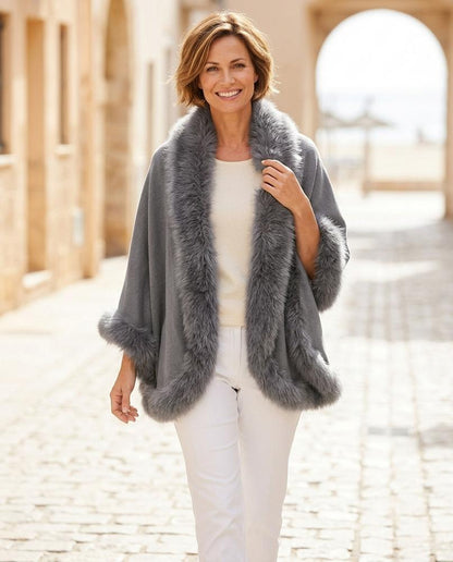 ExpressOutlet24 - Lovan | Fur-Trimmed Open-Front Cardigan Women