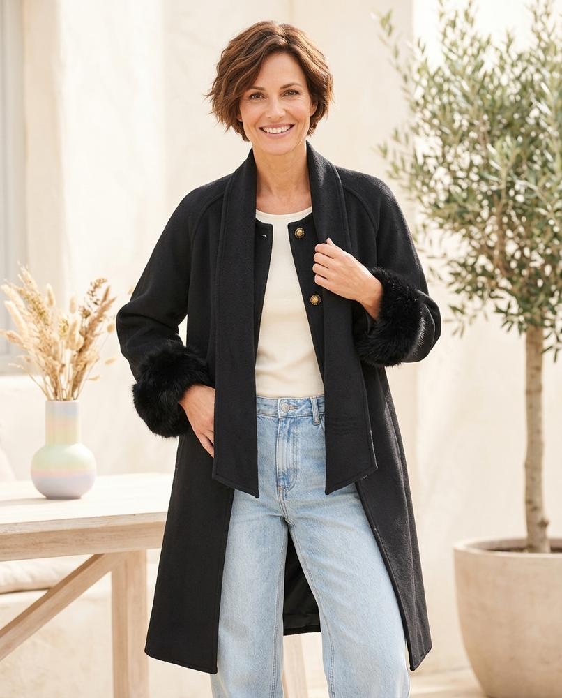 ExpressOutlet24 - Roken | Open-Front Fur-Trimmed Coat Women