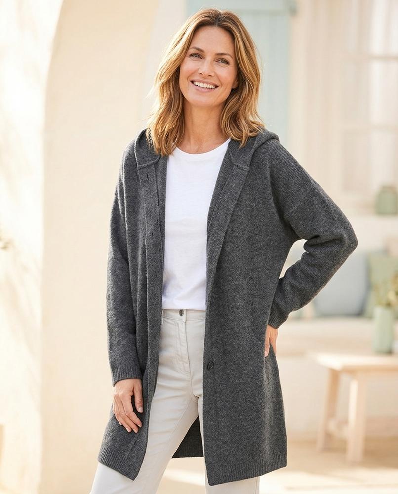 ExpressOutlet24 - Kevan | Hooded Longline Knit Cardigan Women