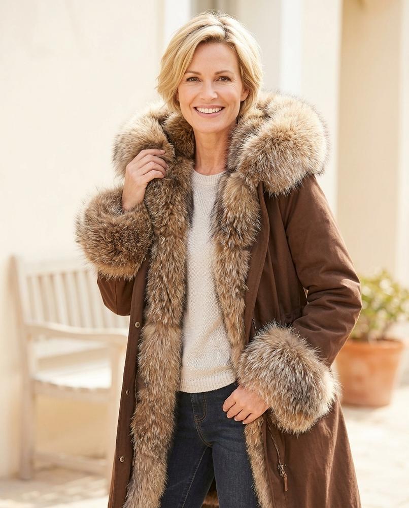 ExpressOutlet24 - Zesin | Faux Fur-Trimmed Hooded Coat Women