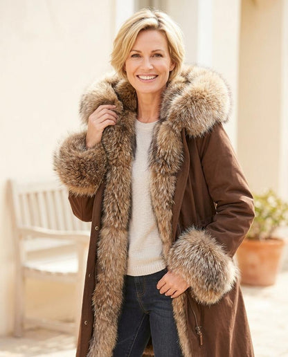 ExpressOutlet24 - Zesin | Faux Fur-Trimmed Hooded Coat Women