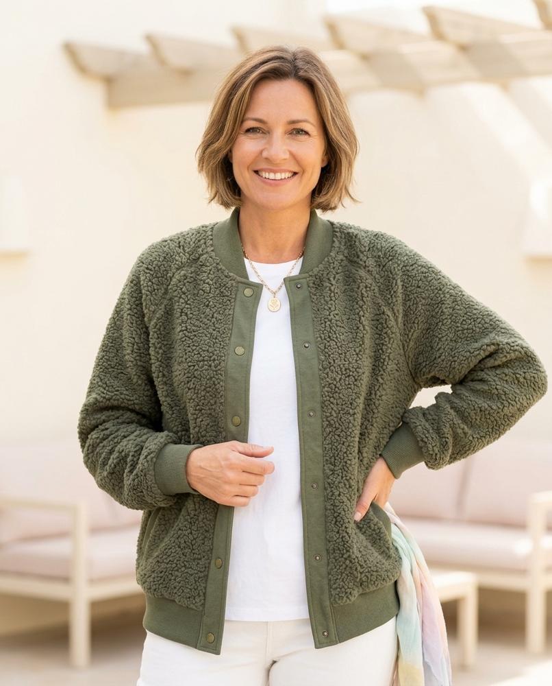 ExpressOutlet24 - Calom | Button-Up Teddy-Fleece Jacket Women