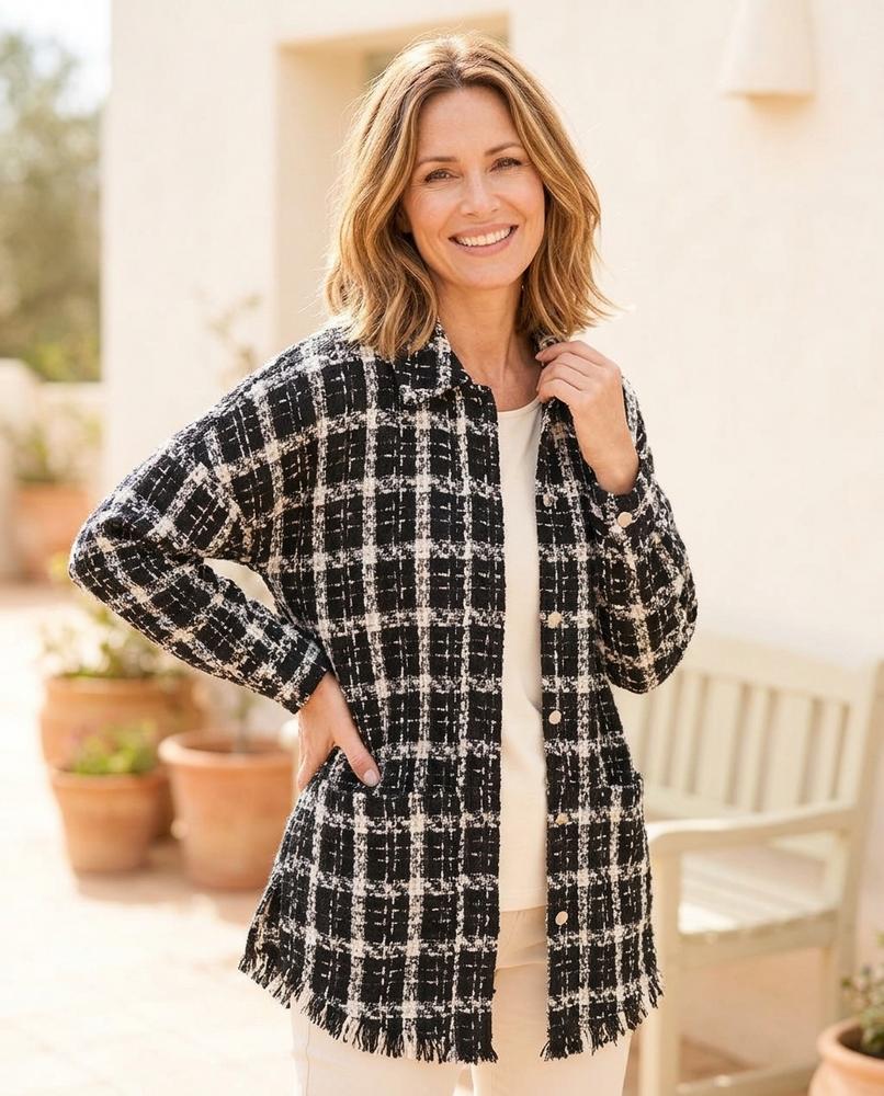 ExpressOutlet24 - Kaven | Checked Fringed Jacket Women