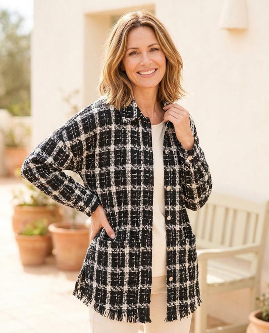 ExpressOutlet24 - Kaven | Checked Fringed Jacket Women