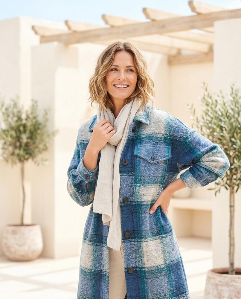 ExpressOutlet24 - Yoren | Plaid Textured Coat Women