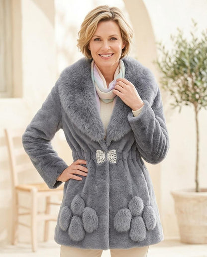 ExpressOutlet24 - Black | Faux Fur Fitted Coat Women