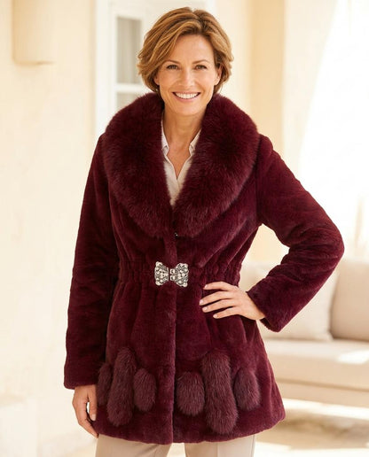 ExpressOutlet24 - Black | Faux Fur Fitted Coat Women