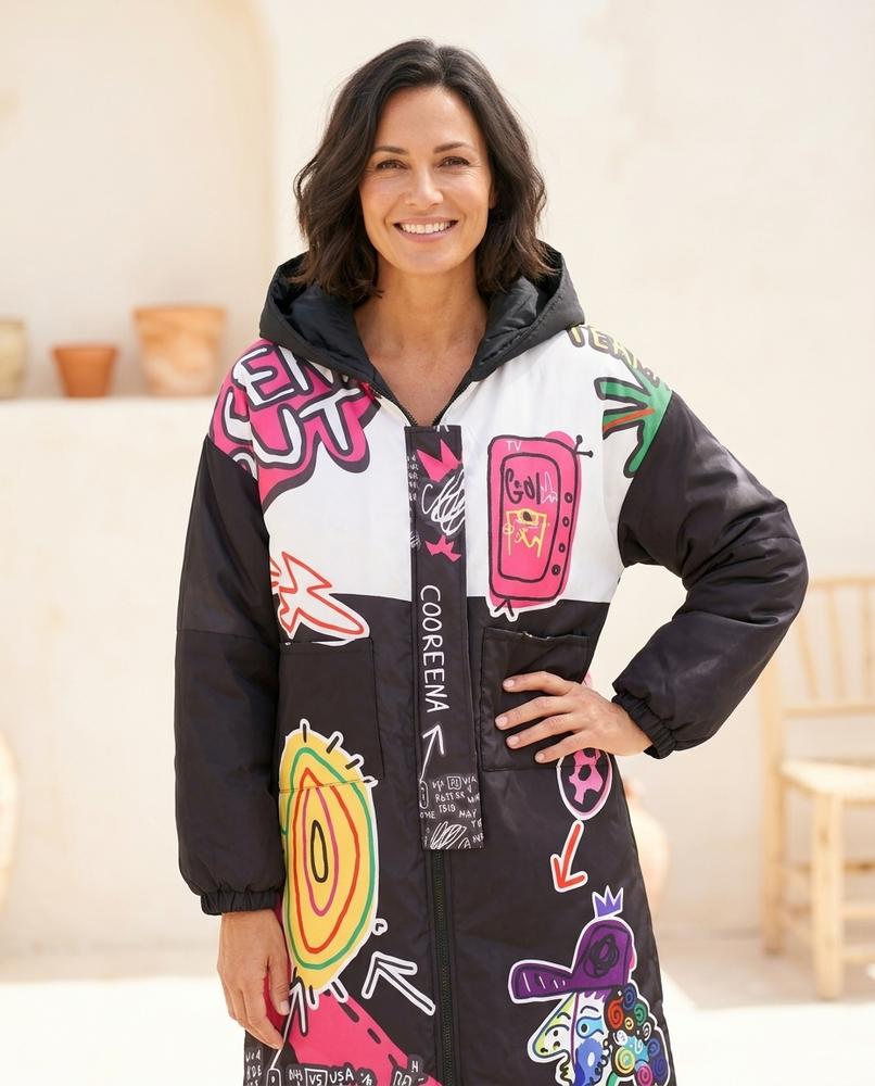 ExpressOutlet24 - Miken | Hooded Printed Coat Women