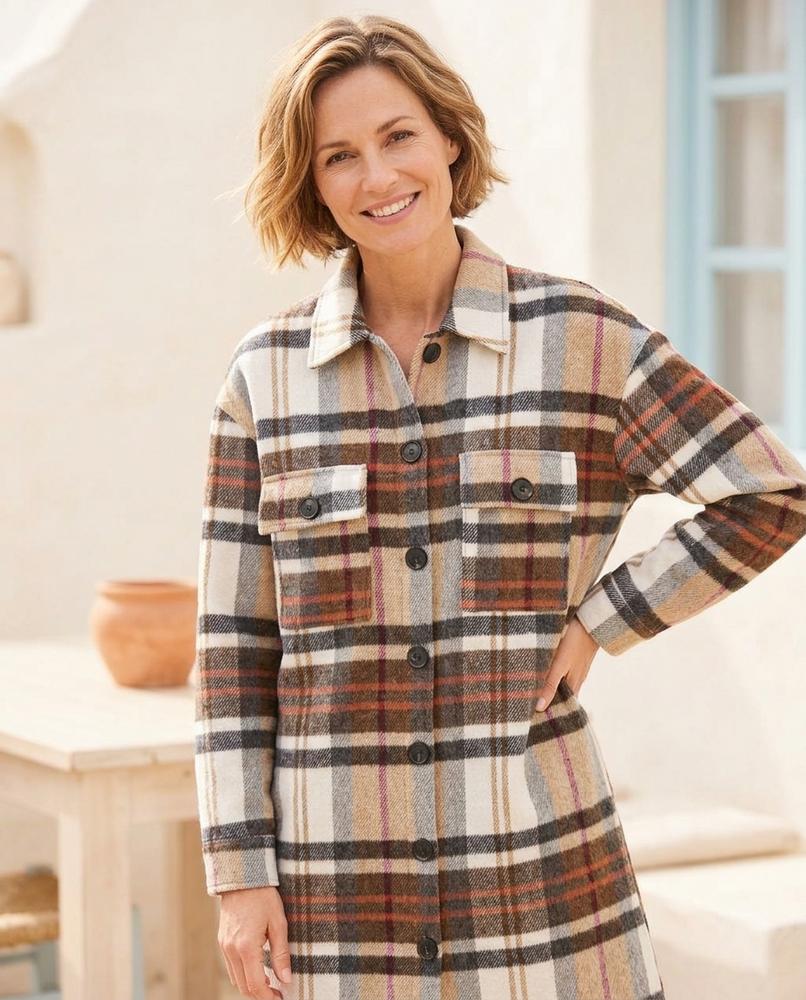 ExpressOutlet24 - Romor | Plaid Button-Front Coat Women