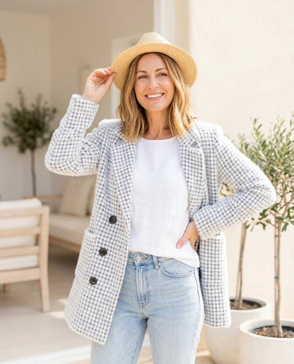 ExpressOutlet24 - Comar | Checked Double-Breasted Blazer Women