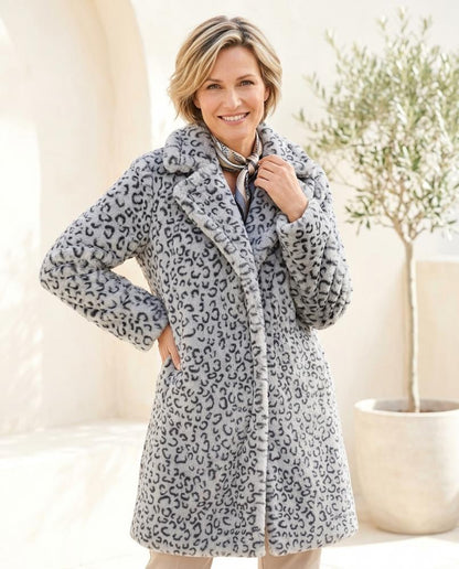 ExpressOutlet24 - Lemon | Leopard-Print Faux-Fur Coat Women