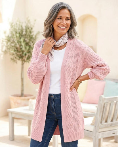 ExpressOutlet24 - Elmin | Open-Front Cable-Knit Knit Cardigan Women