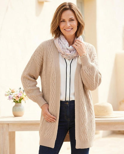 ExpressOutlet24 - Elmin | Open-Front Cable-Knit Knit Cardigan Women