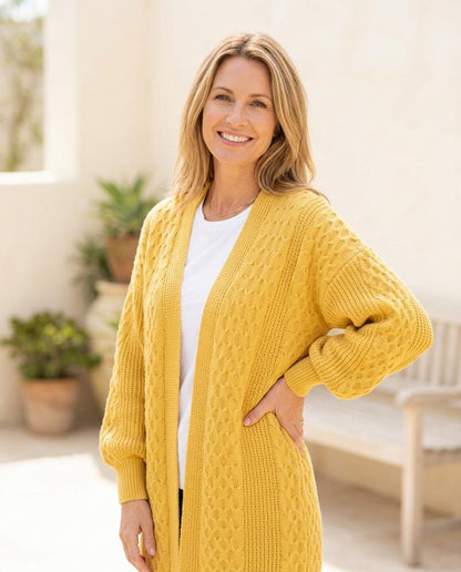 ExpressOutlet24 - Elmin | Open-Front Cable-Knit Knit Cardigan Women