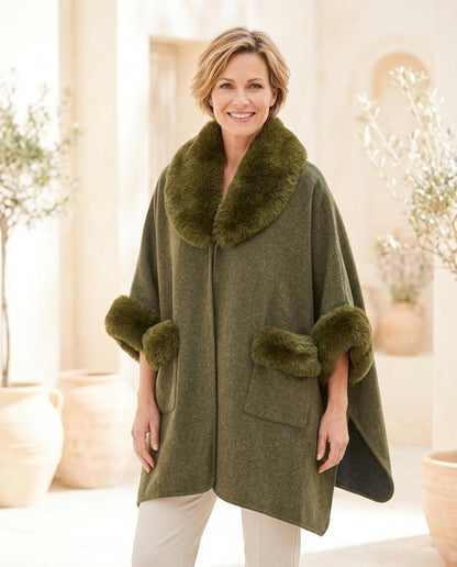 ExpressOutlet24 - Sukot | Faux-Fur Trimmed Cape-Style Coat Women