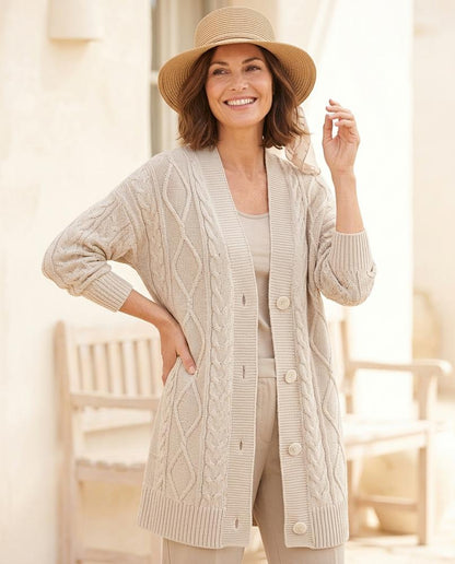 ExpressOutlet24 - Aahol | Cable-Knit Longline Knit Cardigan Women
