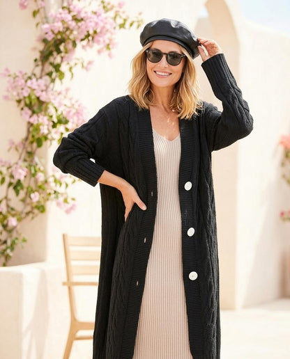 ExpressOutlet24 - Aahol | Cable-Knit Longline Knit Cardigan Women
