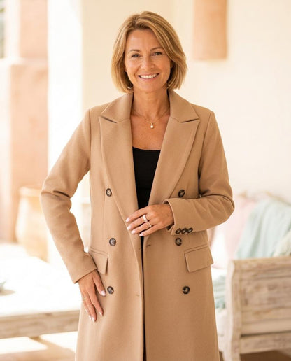 ExpressOutlet24 - Yifit | Double-Breasted Solid Color Coat Women