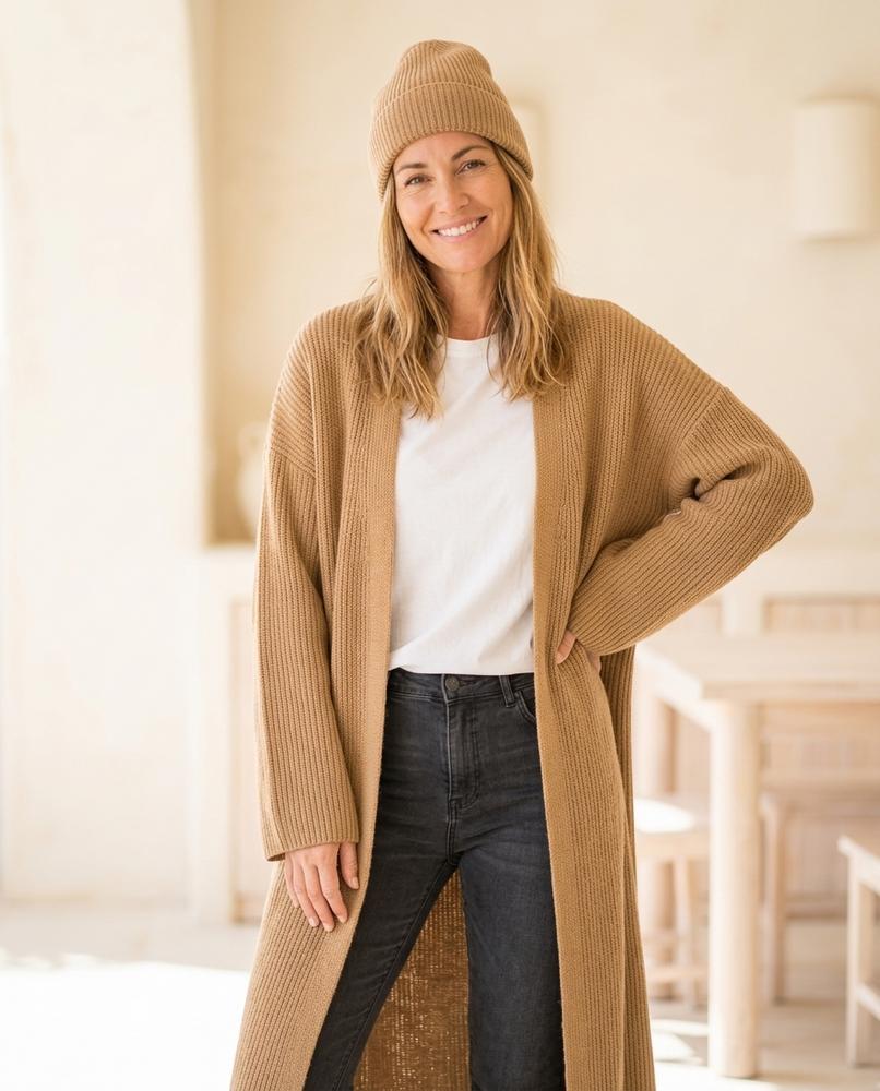 ExpressOutlet24 - Nunut | Longline Ribbed Knit Cardigan Women