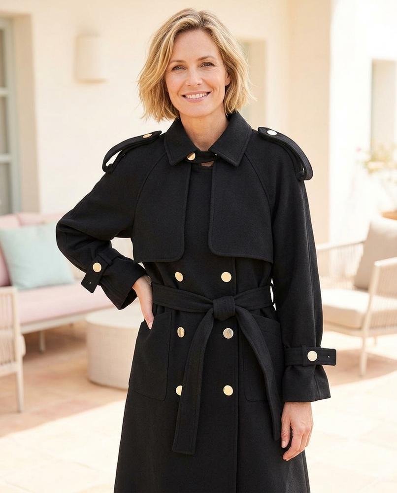 ExpressOutlet24 - Domav | Double-Breasted Belted Coat Women