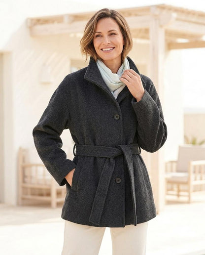 ExpressOutlet24 - Kefus | Belted Funnel Neck Coat Women