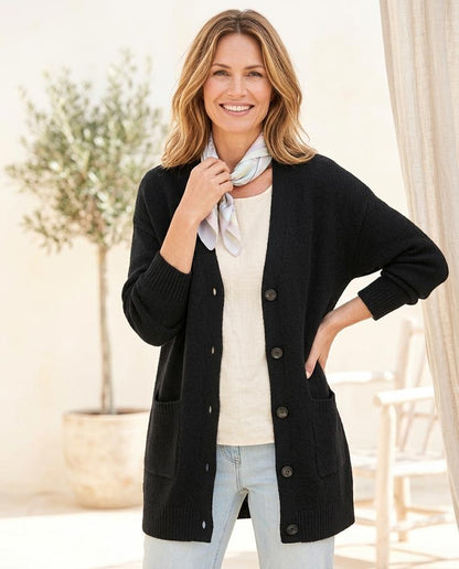 ExpressOutlet24 - Demok | Button-Front Longline Knit Cardigan Women