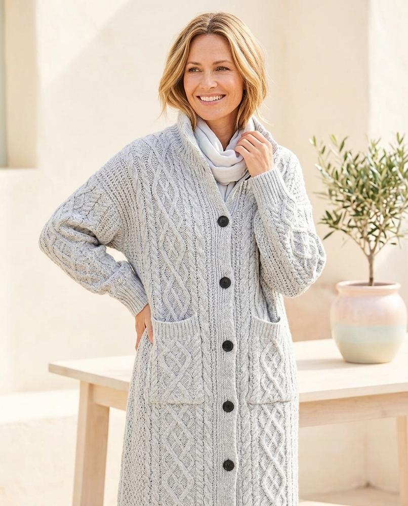 ExpressOutlet24 - Demok | Button-Front Longline Knit Cardigan Women