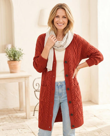 ExpressOutlet24 - Demok | Button-Front Longline Knit Cardigan Women