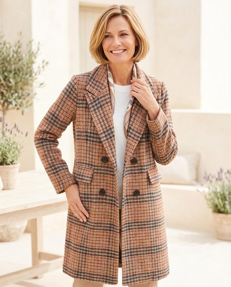 ExpressOutlet24 - Runon | Plaid Double-Breasted Coat Women