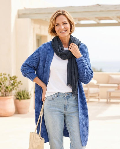 ExpressOutlet24 - Dediv | Longline Waffle-Knit Knit Cardigan Women