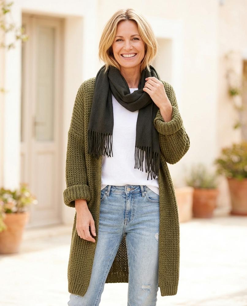 ExpressOutlet24 - Dediv | Longline Waffle-Knit Knit Cardigan Women