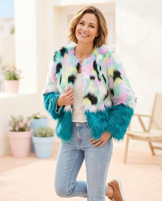 ExpressOutlet24 - Zilad | Faux-Fur Multi-Colored Jacket Women